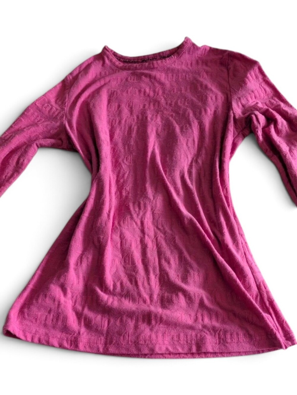 Juicy Couture Magenta Pink Embossed Gothic Logo Long Sleeve Lounge Top Small